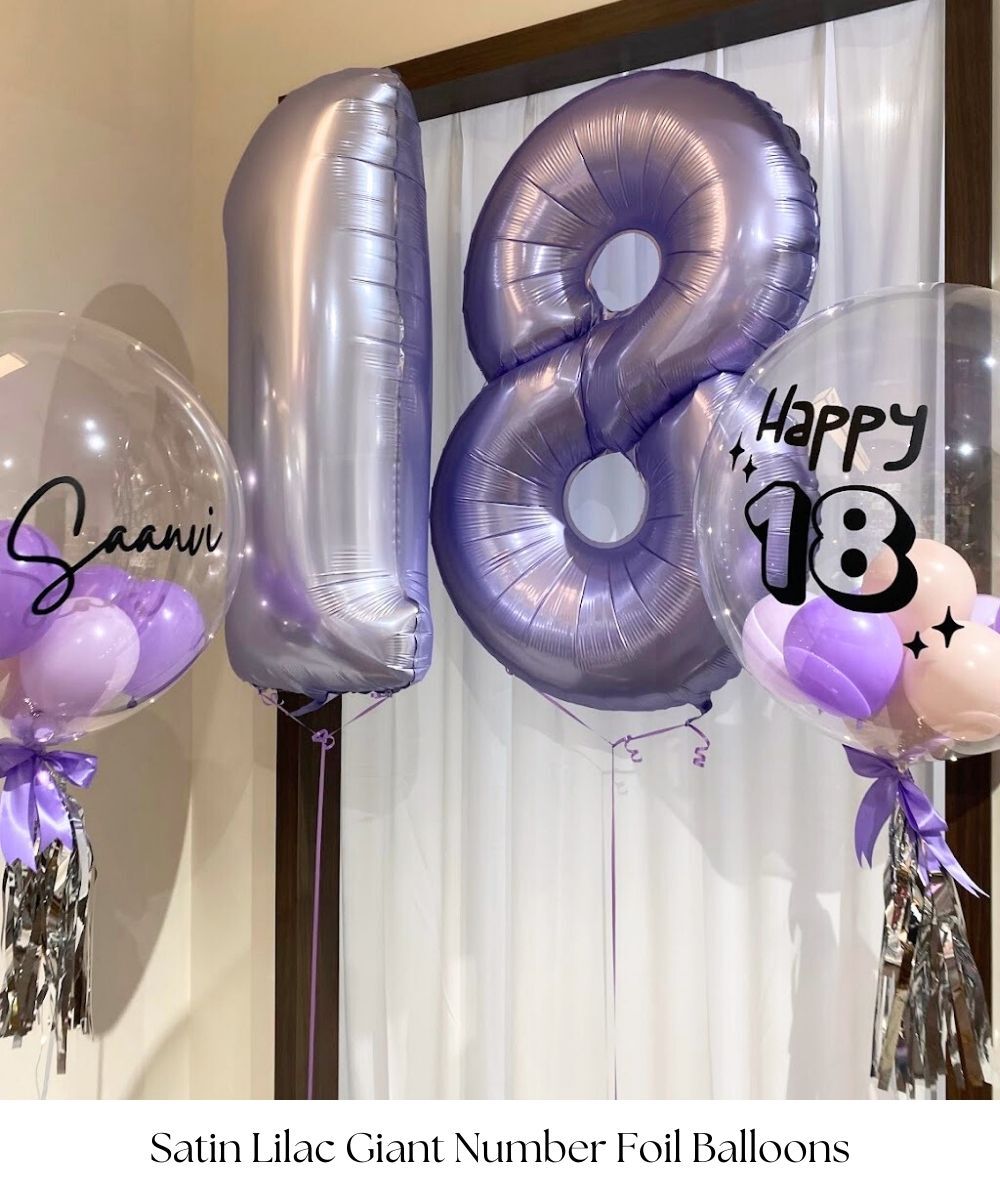 Giant Number Satin Lilac Foil Helium Balloon, Pastel Lilac/Purple Large Digit Foil balloon, Give Fun Singapore Party Balloons 