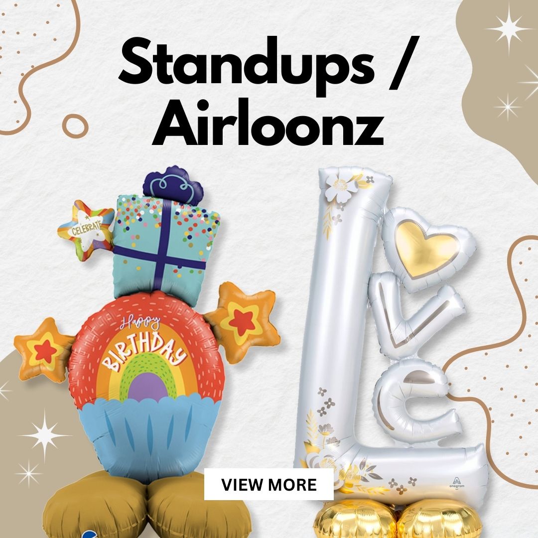 Make a statement with our impressive collection of standups & airloonz balloons!