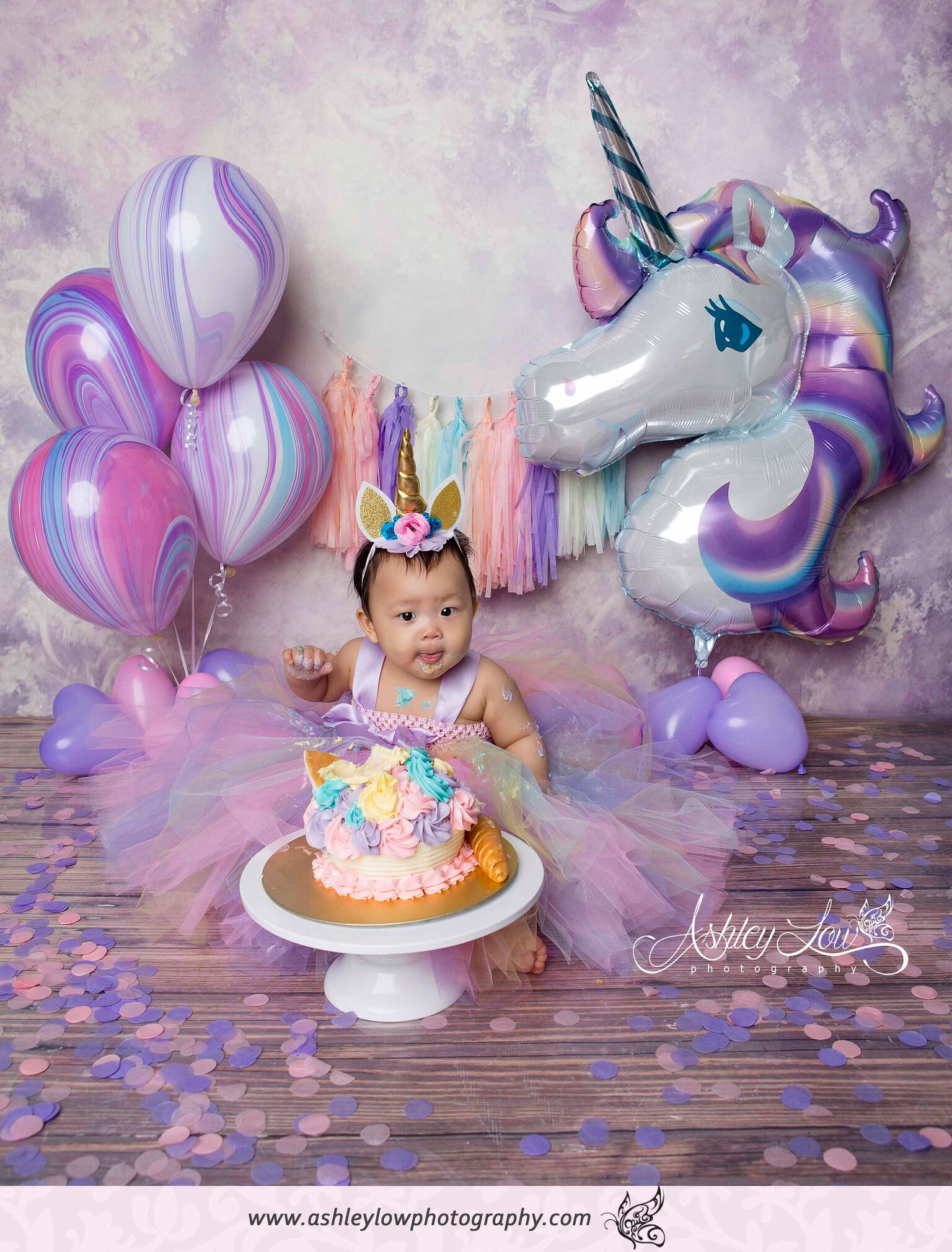 Unicorn Cake Smash Photoshoot by Ashley Low Photography - Give Fun