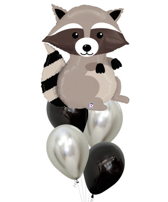 [Animal] Woodland Raccoon Chrome Balloons Bouquet