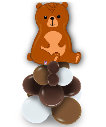 Glam Tan - Woodland Bear Balloon Column - 4ft