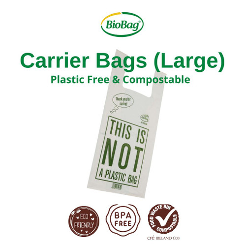 Retail Supplies | BioBag Carrier Bags (Lrg) | 500 Bags | Shops & Food Sellers|