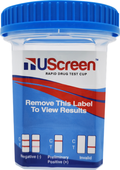 UScreen® 10 Panel Drug Test Cup, CLAI Waived, OTC, USSCUP-10M, AMP, BAR, BZO, COC, MDMA, MET, OPI, MTD, PCP, THC, 25/Box, Security Label