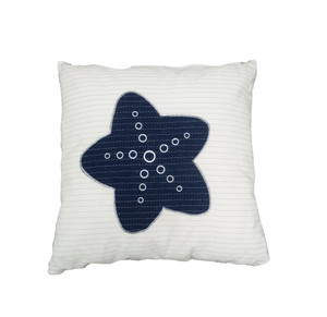 17" Blue and White Linen Throw Pillow N270-364153 17" Blue and White Linen Throw Pillow N270-364153