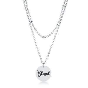 Delicate Stainless Steel Blessed Necklace R599-N01364RV-V01 Delicate Stainless Steel Blessed Necklace R599-N01364RV-V01