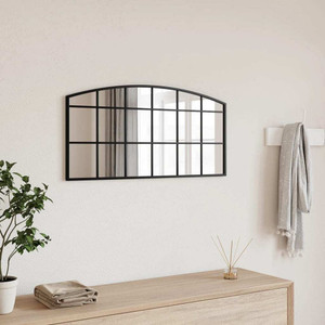 Wall Mirror Black Glass 31.5 x 15.7 in Minimalistic Wall Mirror A949-358637  Wall Mirror Black Glass 31.5 x 15.7 in Minimalistic Wall Mirror A949-358637