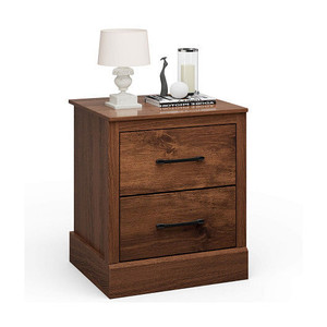 Wood Compact Floor Nightstand with Storage Drawers-Rustic Brown - Color: Rustic Brown D681-JV10795WN Wood Compact Floor Nightstand with Storage Drawers-Rustic Brown - Color: Rustic Brown D681-JV10795WN