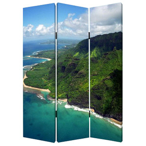 48 X 72 Multi Color Wood Canvas Palm Tripical  Screen N270-277088 48 X 72 Multi Color Wood Canvas Palm Tripical  Screen N270-277088