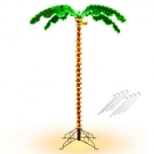 5 Feet LED Pre-lit Palm Tree Decor with Light Rope - Color: Green D681-EU10033US