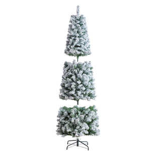 Christmas Tree, 6.5ft Prelit Flocked Artificial Tree, Full Holiday Xmas Tree with 250 White LED Lig E415-RZSDSZRQBSDS7VXXGV1