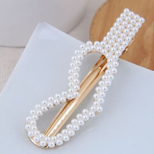 Artificial Pearl Fashion Women Hair Barrette - Heart A392-fhcb0169