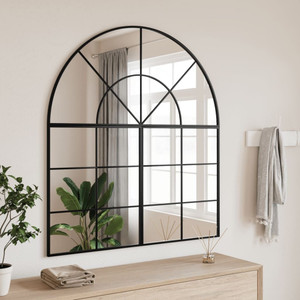  Wall Mirror Black Glass 39.4 x 19.7 in Black Wall Mirror A949-358652