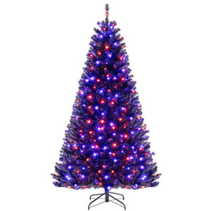 6/7/8 Feet Artificial Christmas Tree with 6 Lighting Modes and Spooky Sounds-7 ft - Color: Black -  D681-CM24962US-M