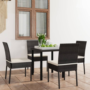 5 Piece Patio Dining Set Poly Rattan Black A949-3065694