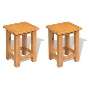 End Tables 2 pcs 10.6"x9.5"x14.6" Solid Oak Wood A949-3053417