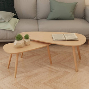Coffee Table Set 2 Pieces Solid Pinewood Brown A949-244733