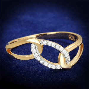 TS362 - Rose Gold + Rhodium 925 Sterling Silver Ring with AAA Grade CZ  in Clear A874-TS362