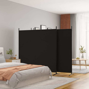 4-Panel Room Divider Black 274.8"x70.9" Fabric A949-350285