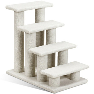 24 Inch 4-Step Pet Stairs Carpeted Ladder Ramp Scratching Post Cat Tree Climber-Gray B593-PS7174color