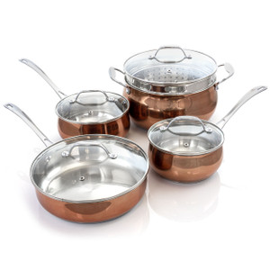 Oster Carabello 9 Piece Stainless Steel Cookware Combo Set in Copper D970-123815.09 Oster Carabello 9 Piece Stainless Steel Cookware Combo Set in Copper D970-123815.09
