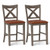 Bar Stools Set of 2 with Cross Back and Faux Leather Upholstered Seat-Gray - Color: Gray D681-JV12242GR Bar Stools Set of 2 with Cross Back and Faux Leather Upholstered Seat-Gray - Color: Gray D681-JV12242GR