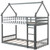 Twin Over Twin Bunk Bed with Fence and Ladder for Kids-Gray - Color: Gray - Size: Twin Size D681-HU10908GRT+