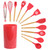 MegaChef Red Silicone and Wood Cooking Utensils, Set of 12 D970-MGSP-570