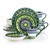 Elama Zen Green Mozaik 16 Piece Luxurious Stoneware Dinnerware with Complete Setting for 4, 16pc D970-ELM-ZEN-GREEN-MOZAIK