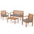 4 Piece Patio Wood Furniture Set Acacia Wood Sofa Set with Loveseat-Gray - Color: Gray D681-HW72093GR