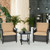 3 Pieces Patio Rattan Furniture Set Cushioned Sofa Storage Table with Shelf Garden B593-HW64401