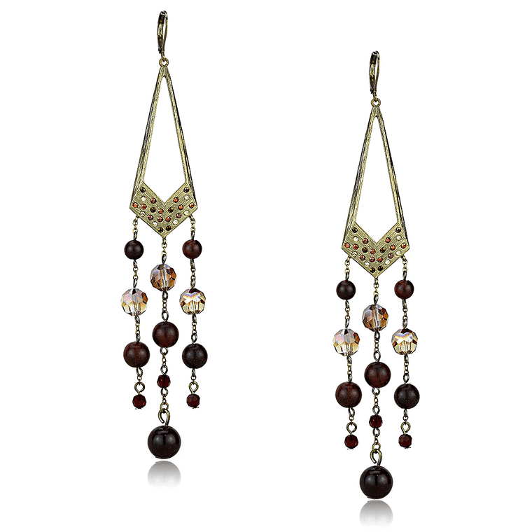 LO4186 - Antique Copper Brass Earrings with Assorted  in Multi Color A874-LO4186