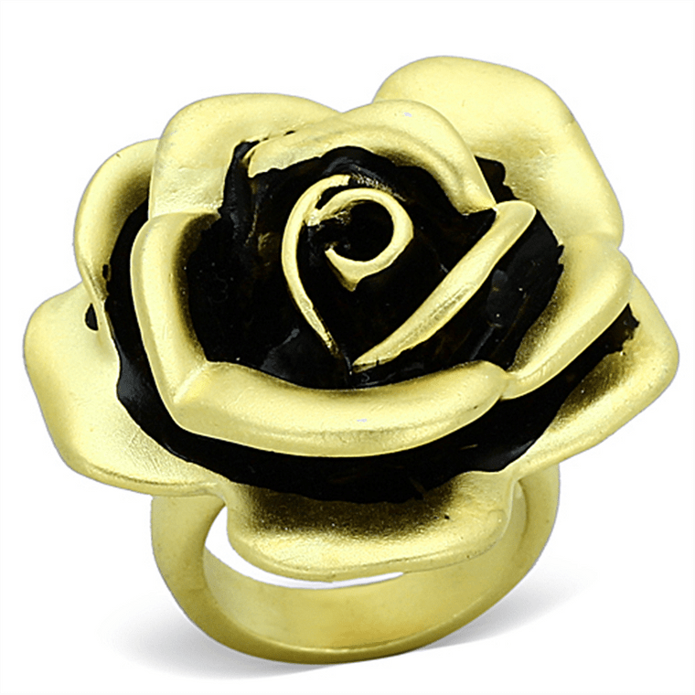 LOA930 - Matte Gold Brass Ring with Epoxy  in Jet A874-LOA930