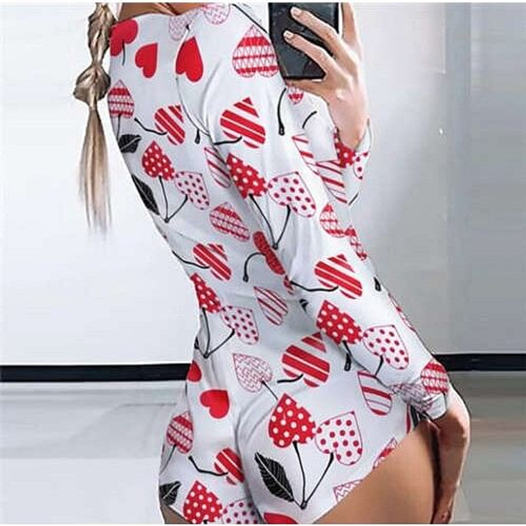 Red Heart Shape Cherry Design Printing Popular Style Women One-piece Top/ Body Suit A392-fast0138