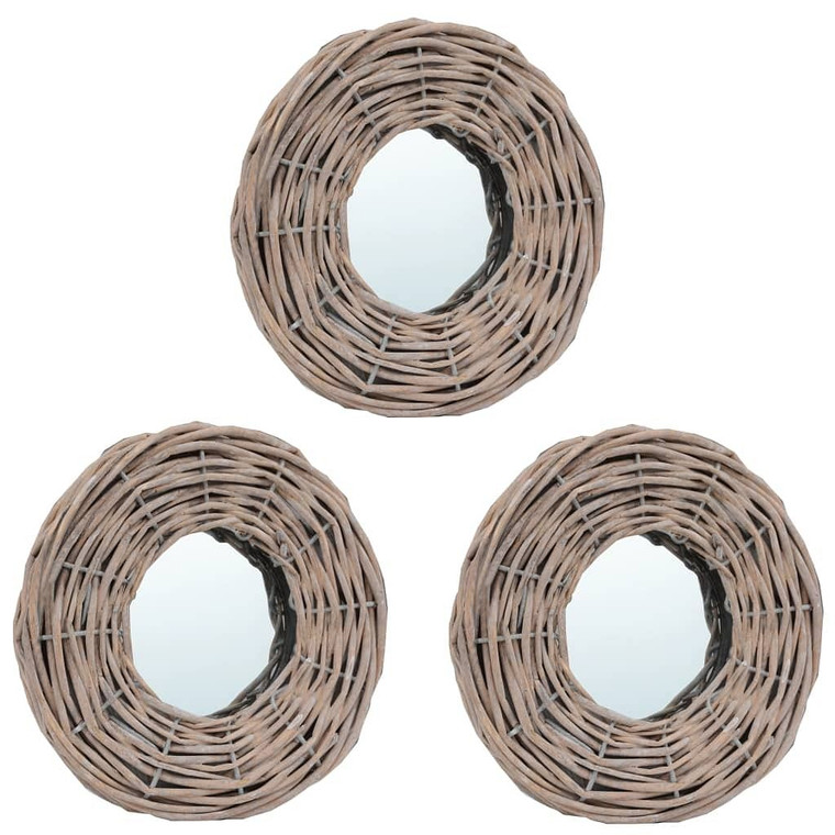  Mirror Natural Rattan Wicker 5.9 in Diameter Wall mounting A949-287625