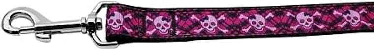 Hot Pink Plaid Skulls Nylon Dog Leash 3/8 inch wide 4ft Long S528-125-151 3804