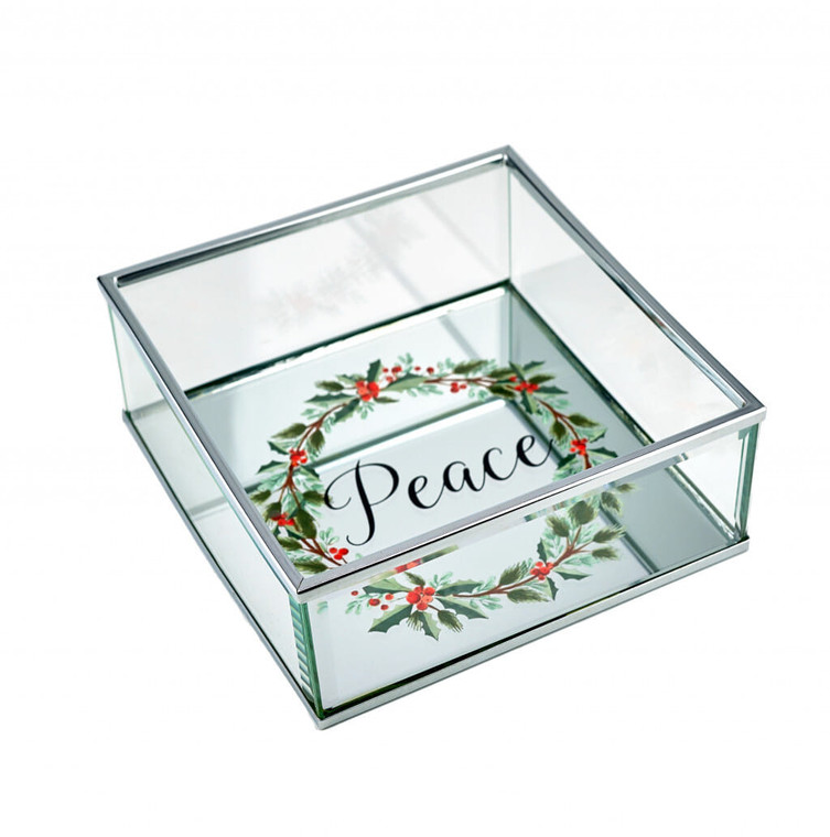 6" Silver Glass Christmas Vanity Tray N270-517524
