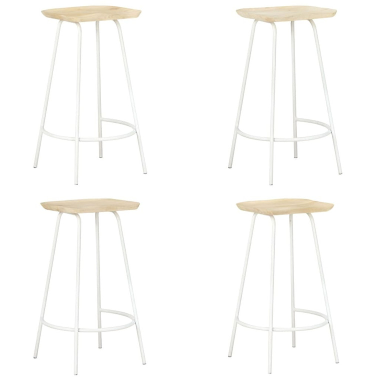  Bar Stool Set of 4 Bleached wood and white A949-320650