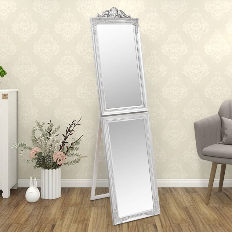  Free-standing Mirror Silver Glass, eucalyptus wood, engineered wood A949-351530