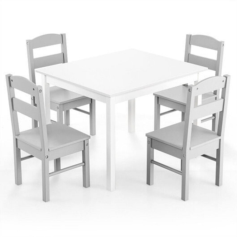 Kids 5 Pieces Table and Chair Set Wooden Children Activity Playroom Furniture Gift-White - Color: W D681-HY10046HS Kids 5 Pieces Table and Chair Set Wooden Children Activity Playroom Furniture Gift-White - Color: W D681-HY10046HS