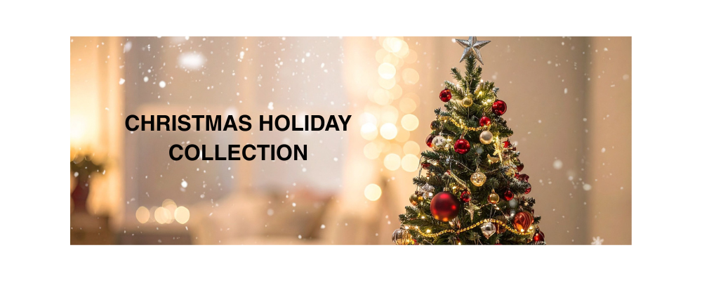 Christmas tree and sparkles representing Christmas holiday collection department