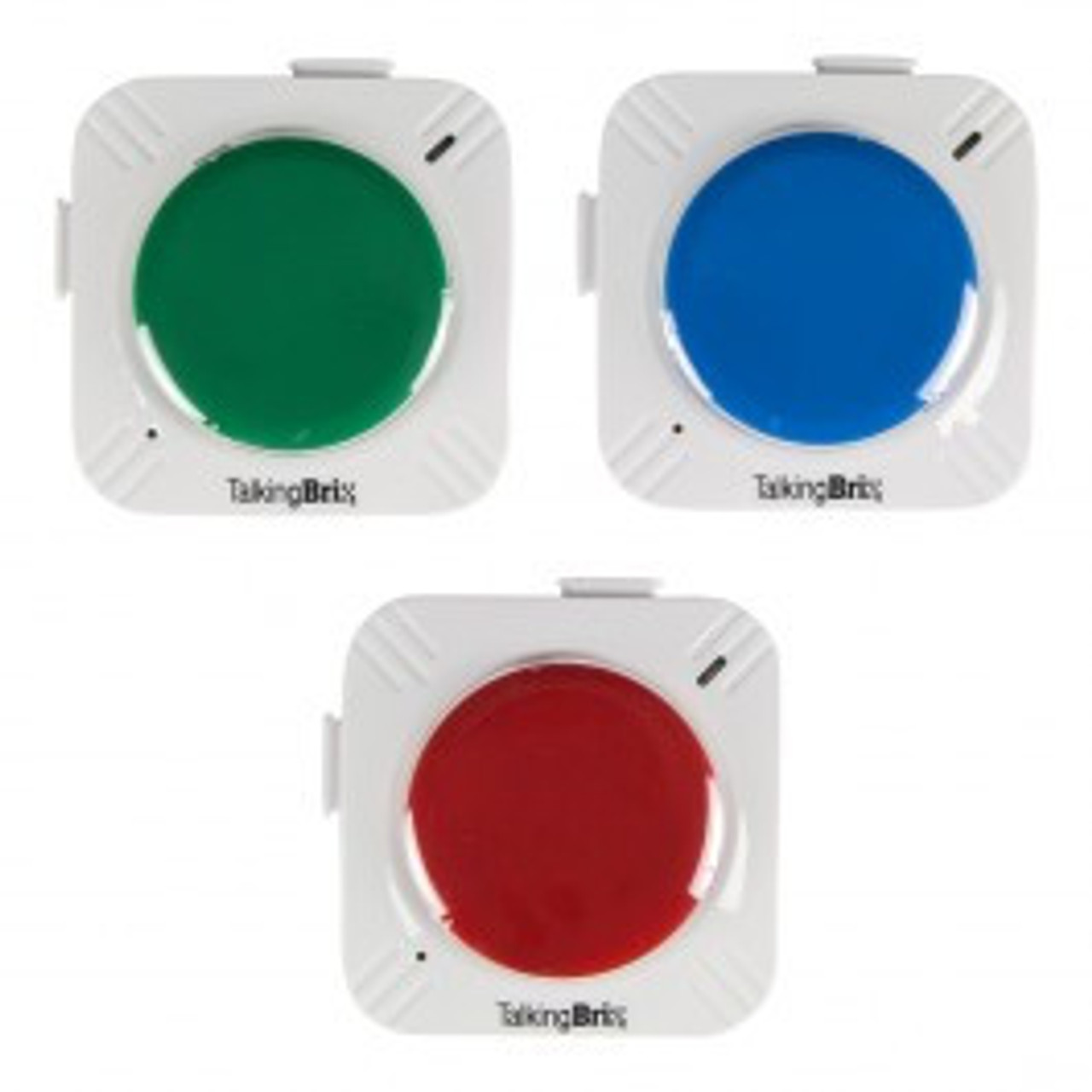 Talking Brix magnetic communication buttons for speech impaired link  together.