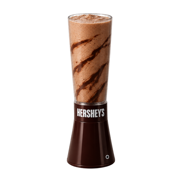 Switch adapted Milkshake maker shown with chocolate shake inside.