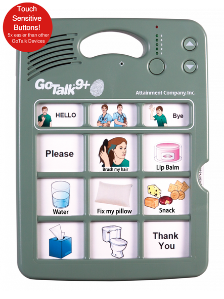 Go Talk 9+ Lite Touch requires less pressure to activate buttons