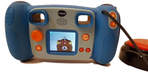 Camera adapted with jack to accept a swtich for kids with disabilities