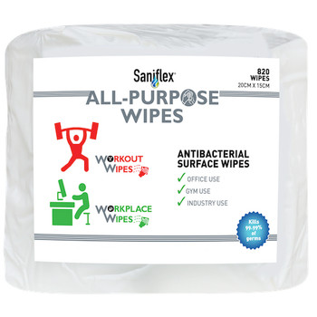 ALL PURPOSE ANTIBACTERIAL SURFACE WIPES 820 WIPES x 4 BAGS (SWB820) ALL PURPOSE ANTIBACTERIAL SURFACE WIPES 820 WIPES x 4 BAGS (SWB820)