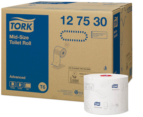 Tork Advanced Toilet Paper Compact Roll 127530 2 Ply 27 Rolls x 100 Metres