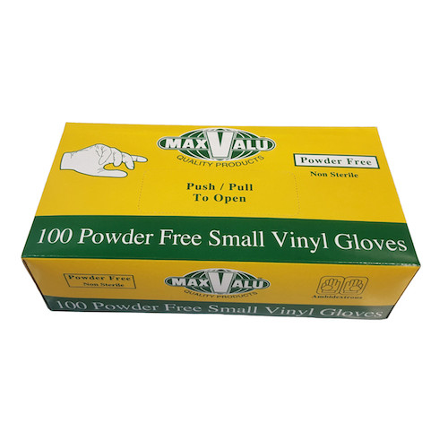 MaxValu Vinyl Gloves Powder Free Small 10 Boxes x 100 Gloves 