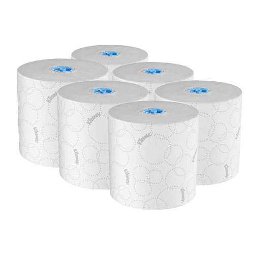 Kleenex Hard Roll Towel with elevated design (86621), White Paper Towel Roll, 6 Rolls / Case, 230 Metres / Roll (1380m Total)
