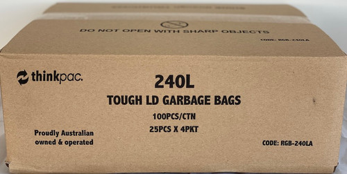 240 Litres Strong Bin Liners QTY 100 Bags BL240FL-HD black heavy duty garbage bags.