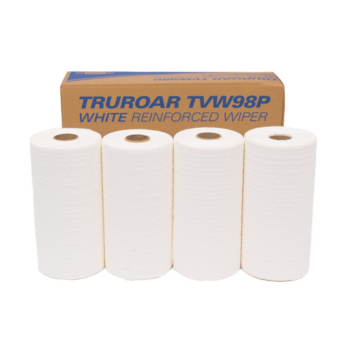 TRUROAR Scrim Reinforced Perforated White Roll 24.5cm x 38cm Small Wipes, 4 Rolls / Case, 70m / Roll (280m)